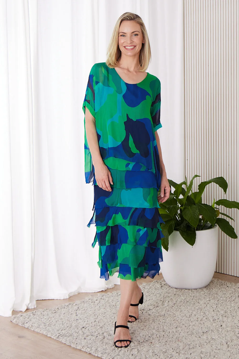 Margo Silk Dress - Jade Cobalt