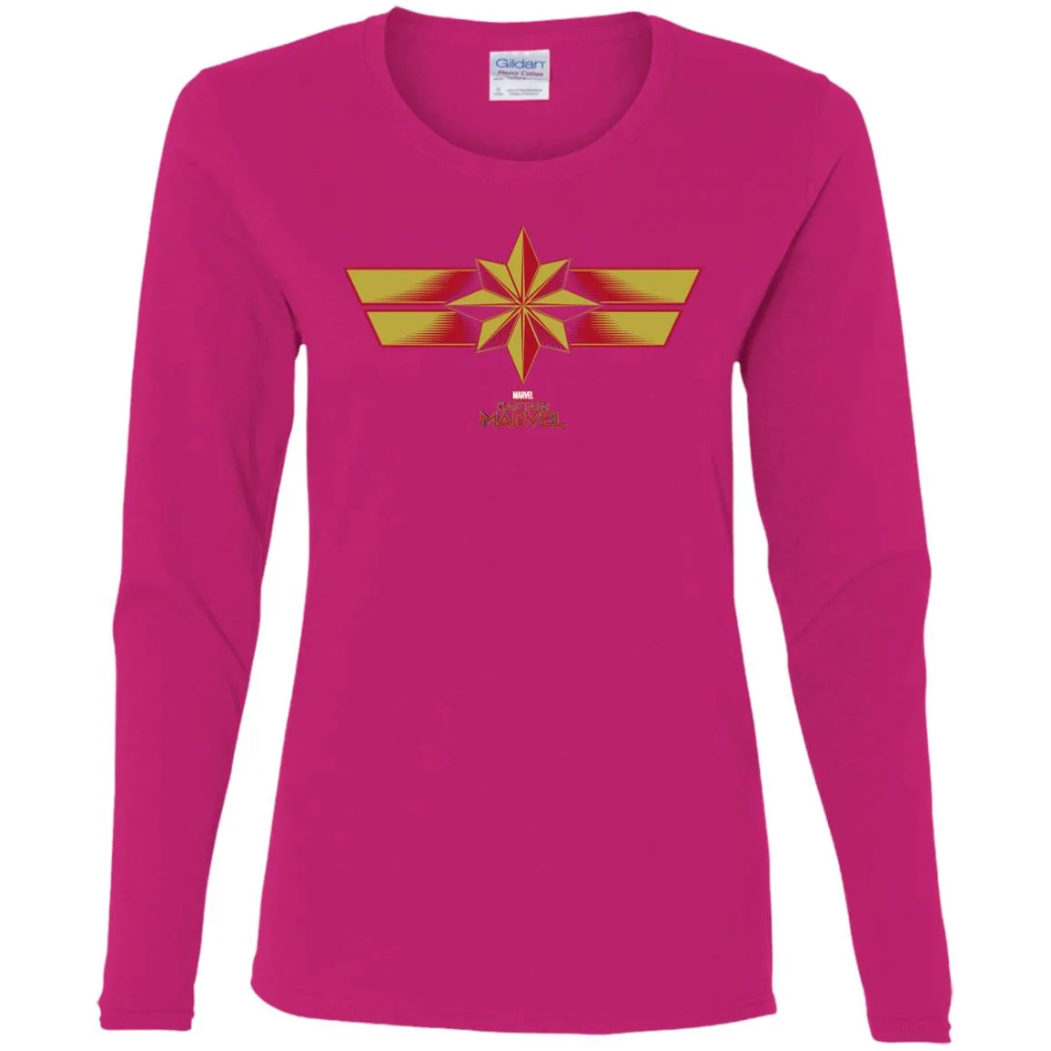 Marvel Captain Marvel Retro Red Yellow Logo Women Long Sleeve Shirt