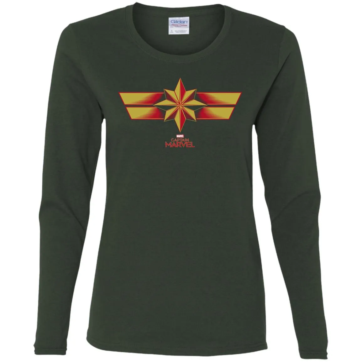 Marvel Captain Marvel Retro Red Yellow Logo Women Long Sleeve Shirt