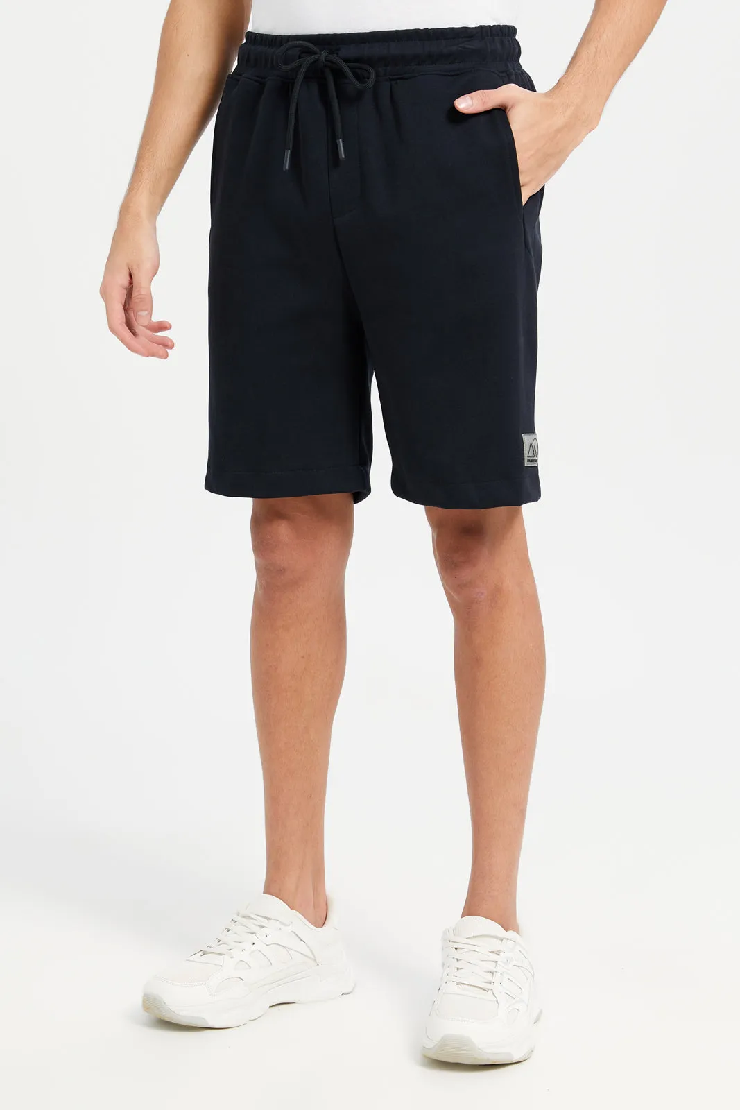 Men Black Print Active Shorts