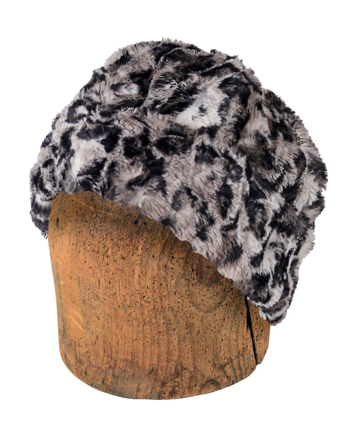 Men's Beanie Hat, Reversible - Luxury Faux Fur Savannah Cat in Gray