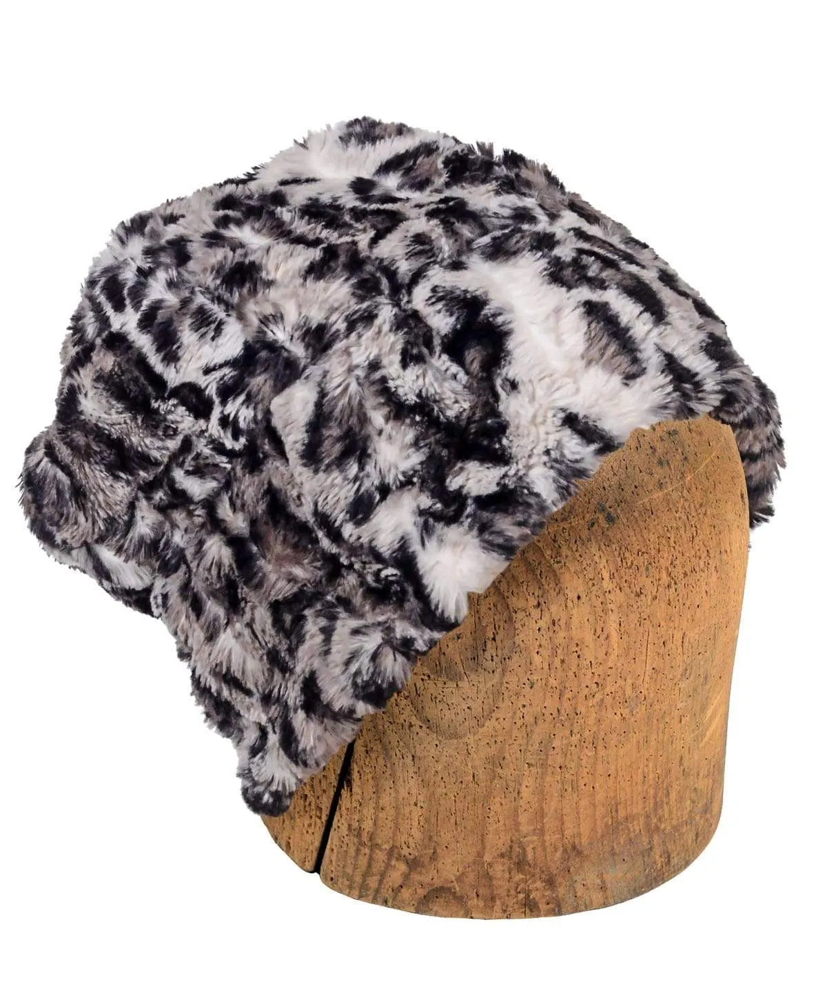 Men's Beanie Hat, Reversible - Luxury Faux Fur Savannah Cat in Gray