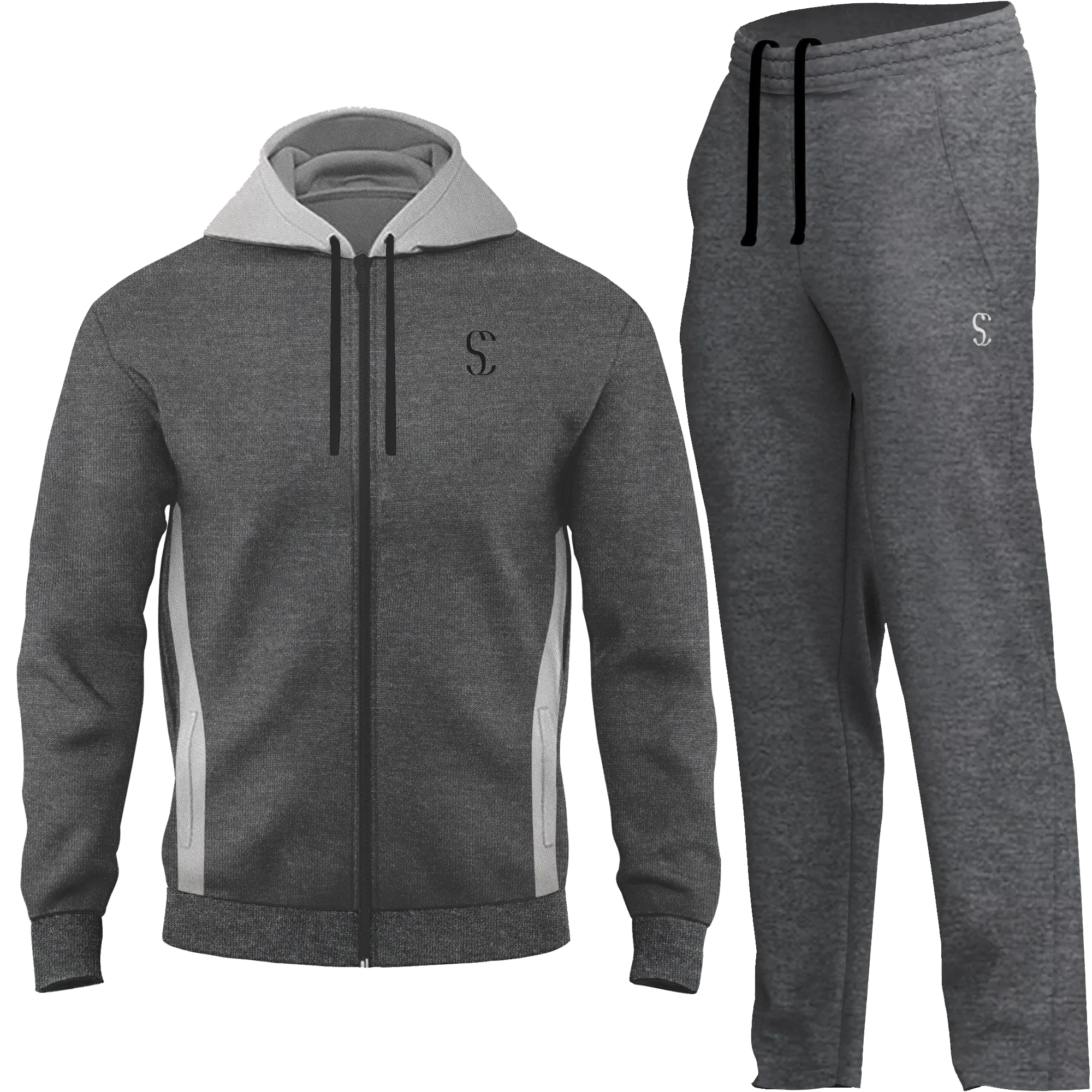 Men's Charcoal Grey Tracksuit Zip up Fleece Hoodie & Joggers