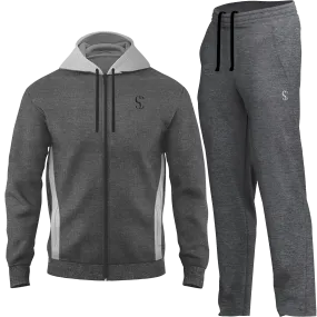 Men's Charcoal Grey Tracksuit Zip up Fleece Hoodie & Joggers