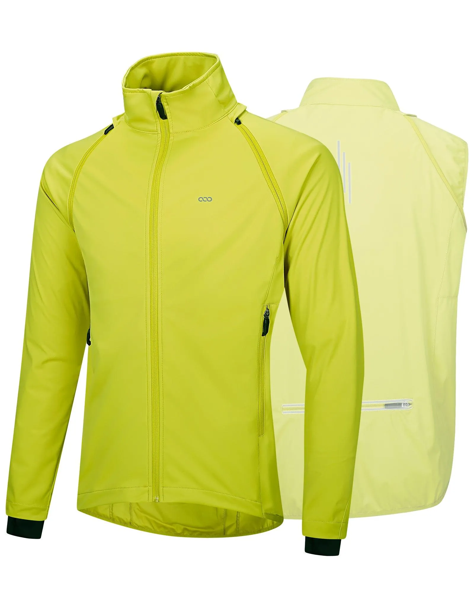 Men's Cycling Jacket Long Sleeve, Waterproof Running Bike Vest Outerwear Reflective Windproof Sleeveless Jacket