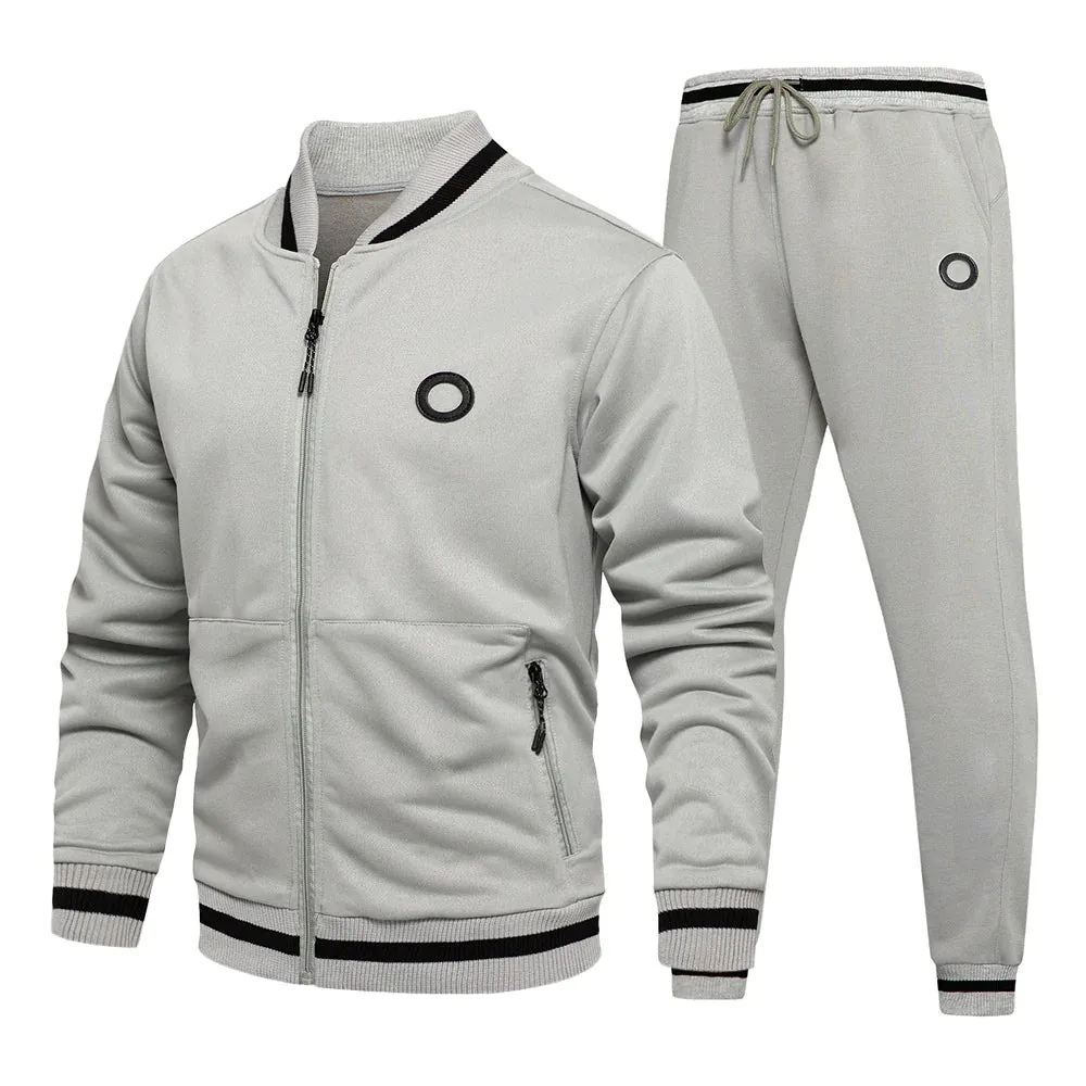 Men's Fall Winter Sports Loose Cardigan Zipper Jacket Joggers Two-Piece Set