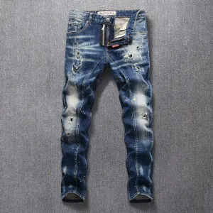 Men's Grandmaster Retro Blue Ripped Jeans