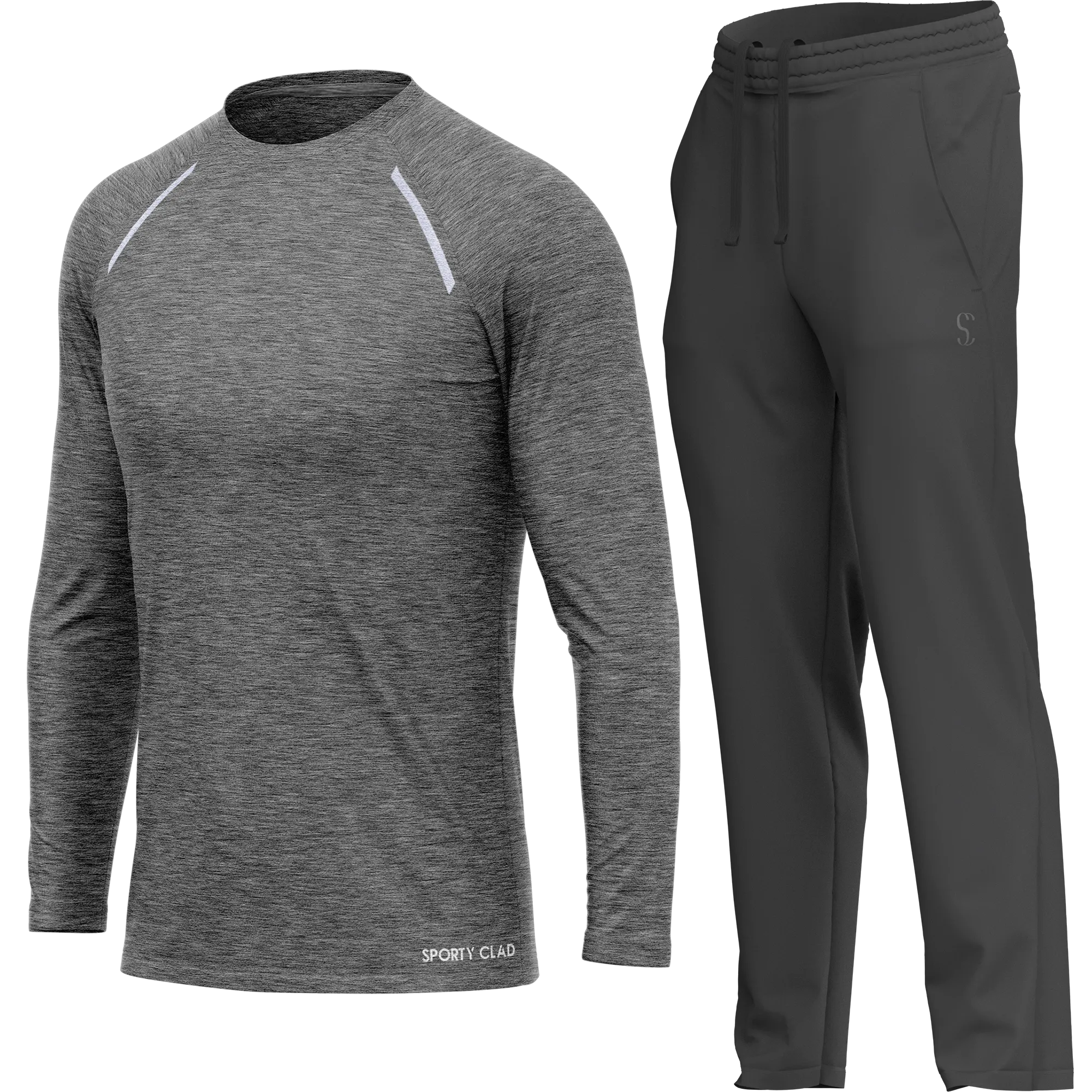 Men's Grey Long Sleeve T Shirt & Dark Grey Joggers Set