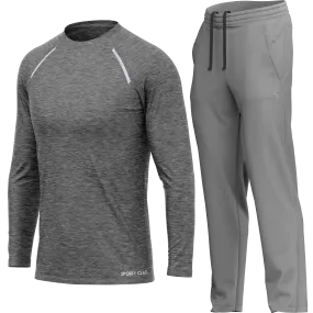 Men's Grey Long Sleeve T Shirt & Light Grey Joggers Set