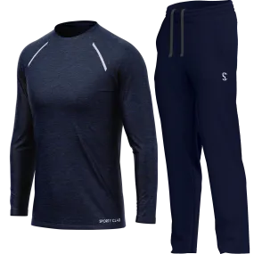 Men's Navy Blue Long Sleeve T Shirt & Joggers Set