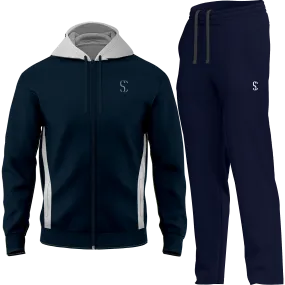 Men's Navy Blue Tracksuit Fleece Hooded Zip up Sweatshirt & Joggers