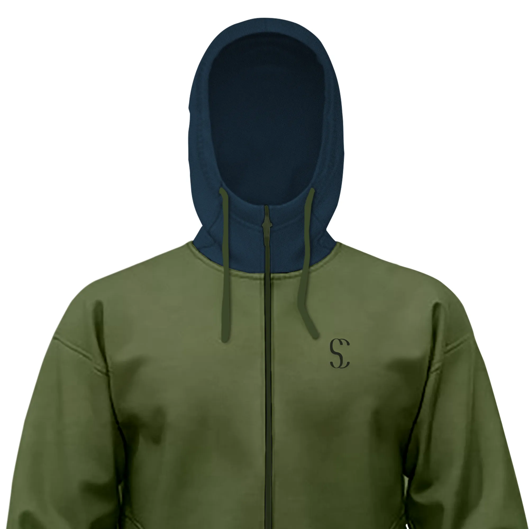 Men's Tracksuit Green Zip up Fleece Hoodie & Navy Blue Joggers