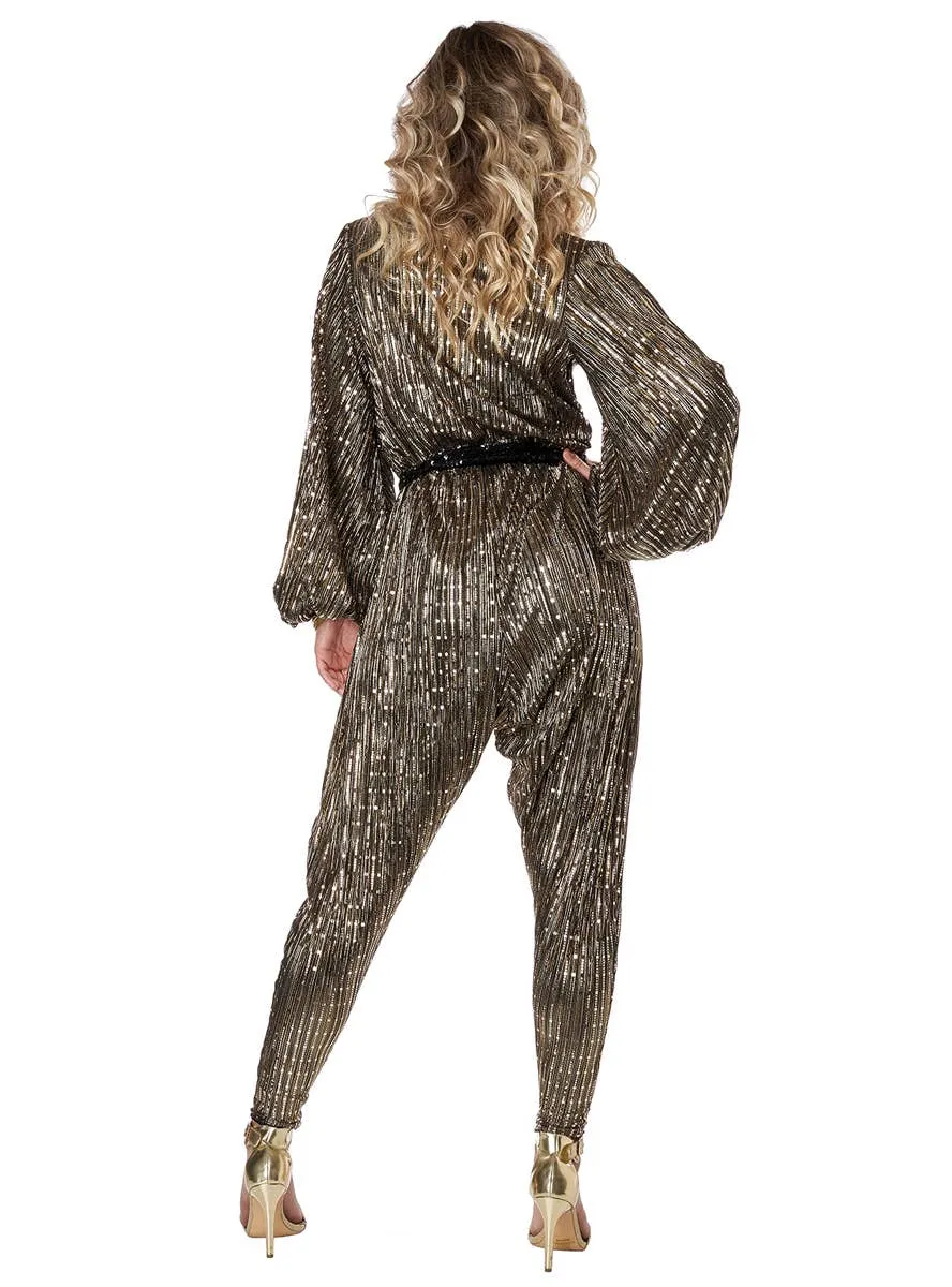 Metallic Gold Disco Queen Womens 1970s Costume