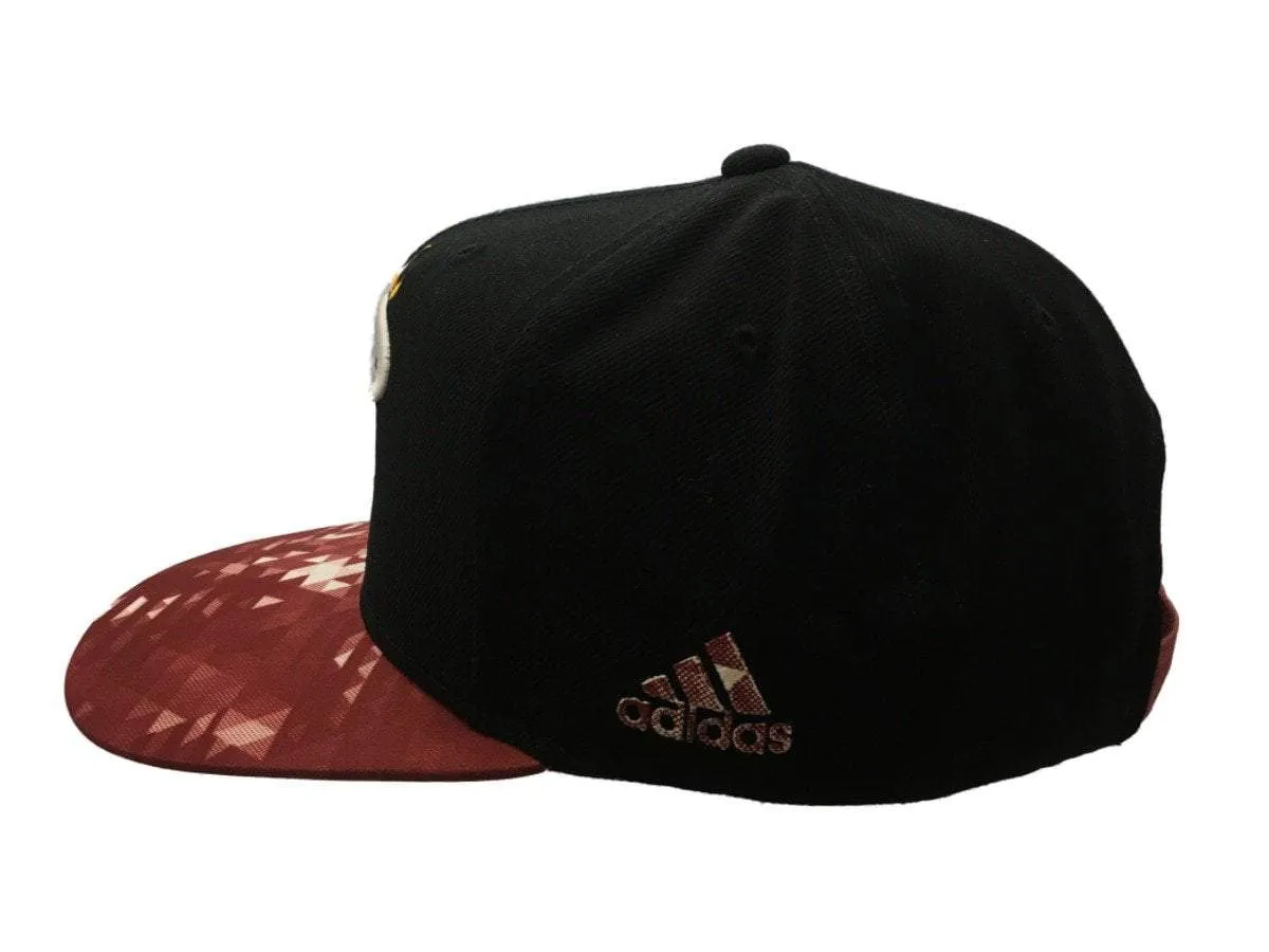 Miami Heat Adidas Black Abstract Pattern Structured Strapback Flat Bill Hat Cap