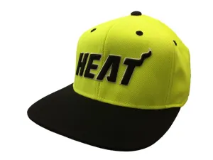 Miami Heat Adidas Neon Yellow Adjustable Structured Snapback Flat Bill Hat Cap