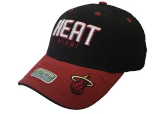 Miami Heat  Elevation YOUTH Structured Black Red Script Adj Hat Cap