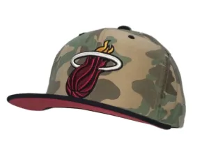 Miami Heat Mitchell & Ness Camouflage Adj. Structured Snapback Flat Bill Hat Cap