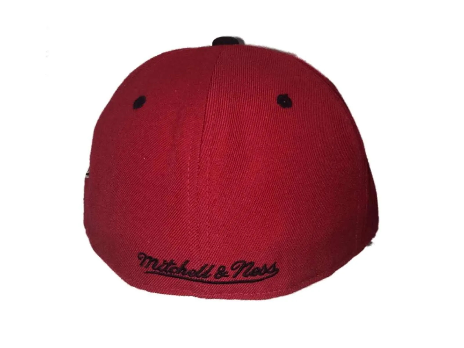 Miami Heat Mitchell & Ness Red Black Structured Fitted Flat Bill Hat Cap (7 3/8)