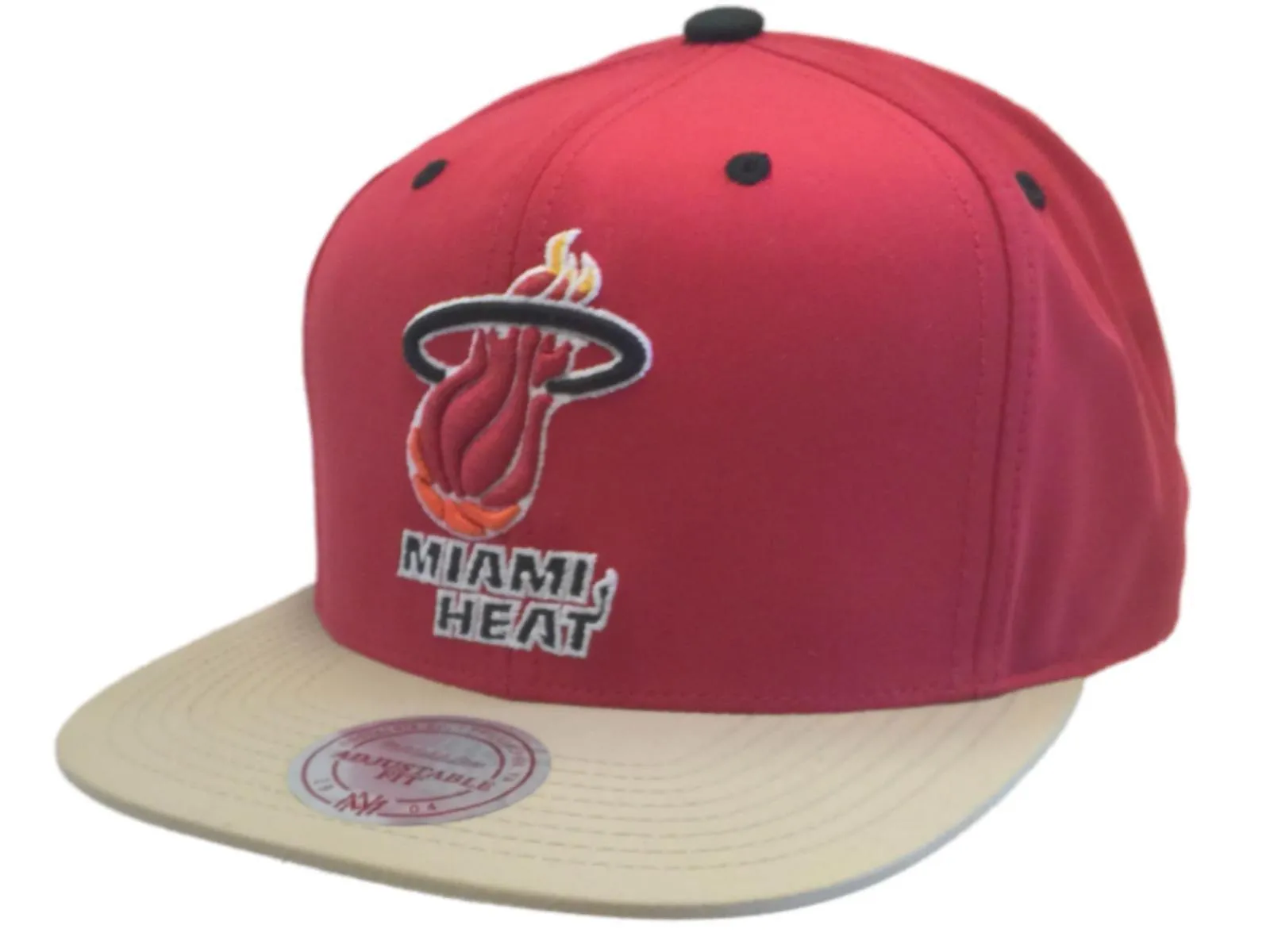 Miami Heat Mitchell & Ness Red Nylon Adj Strapback Flat Bill Hat Cap