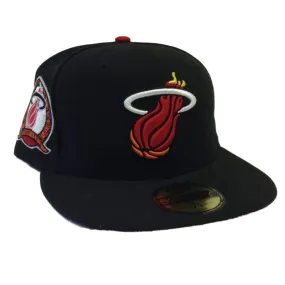 Miami Heat New Era Black Patched 59FIFTY Fitted Flat Bill Hat Cap (7 1/4)