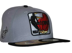 Miami Heat New Era Gray NBA Hardwood Classics 59Fifty Fitted Flat Bill Hat Cap