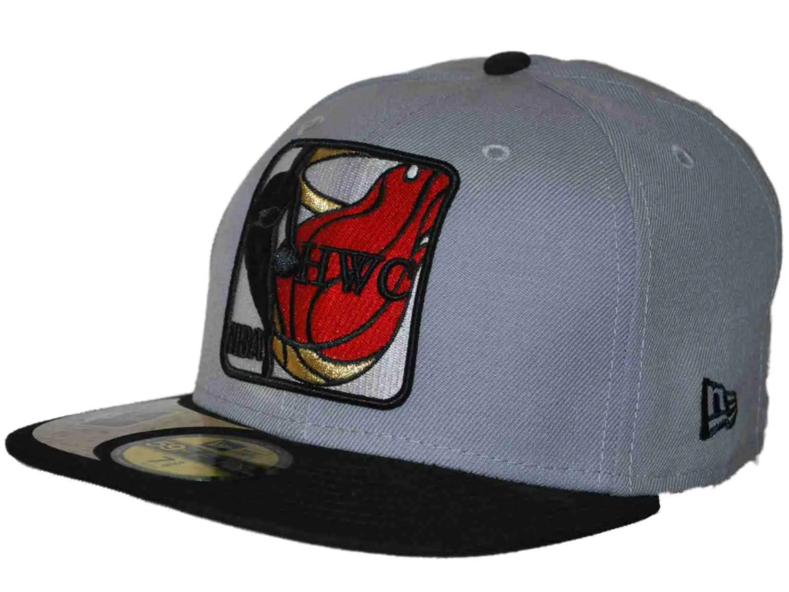 Miami Heat New Era Gray NBA Hardwood Classics 59Fifty Fitted Flat Bill Hat Cap