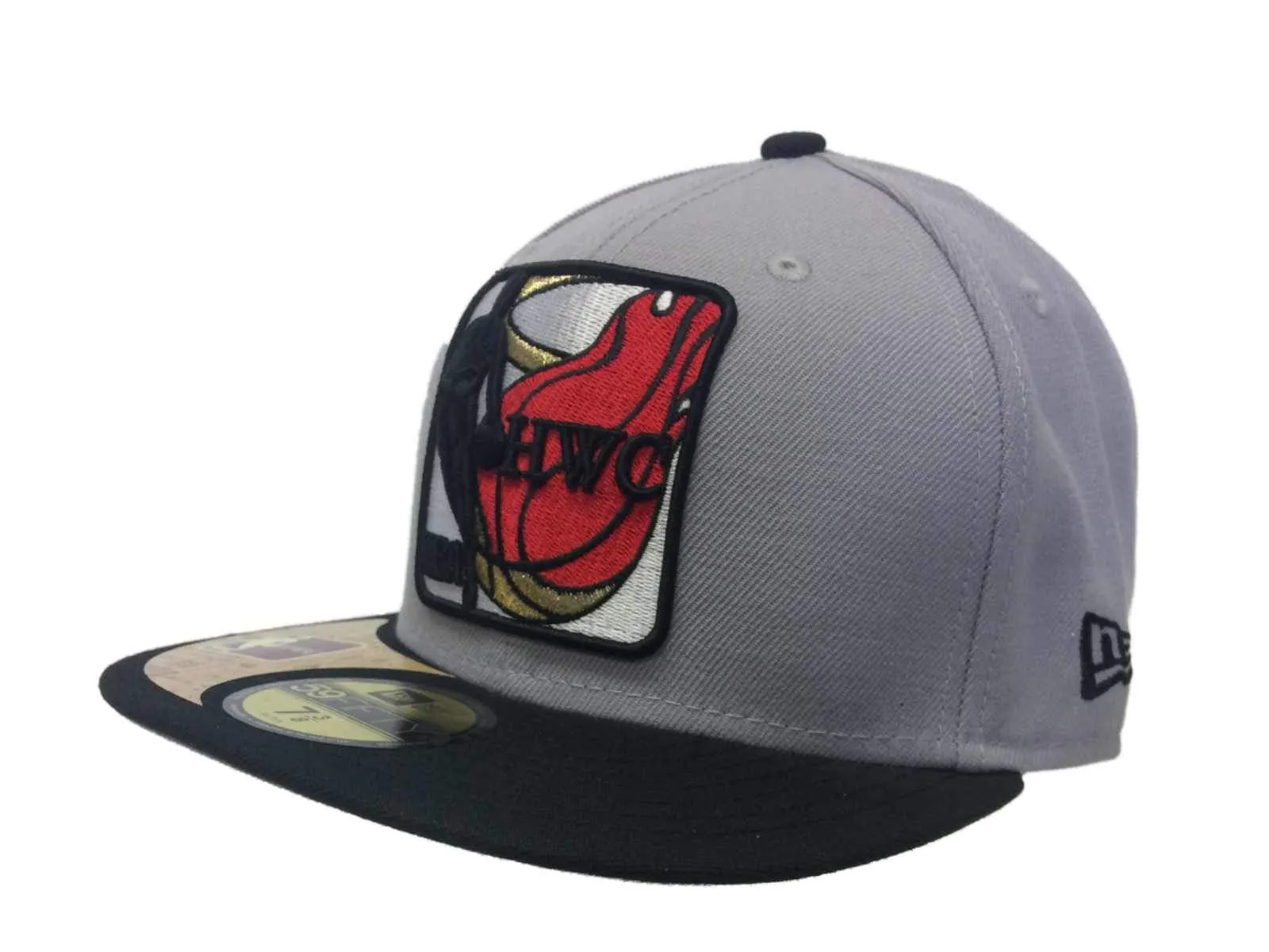 Miami Heat New Era Gray NBA Hardwood Classics 59Fifty Fitted Flat Bill Hat Cap