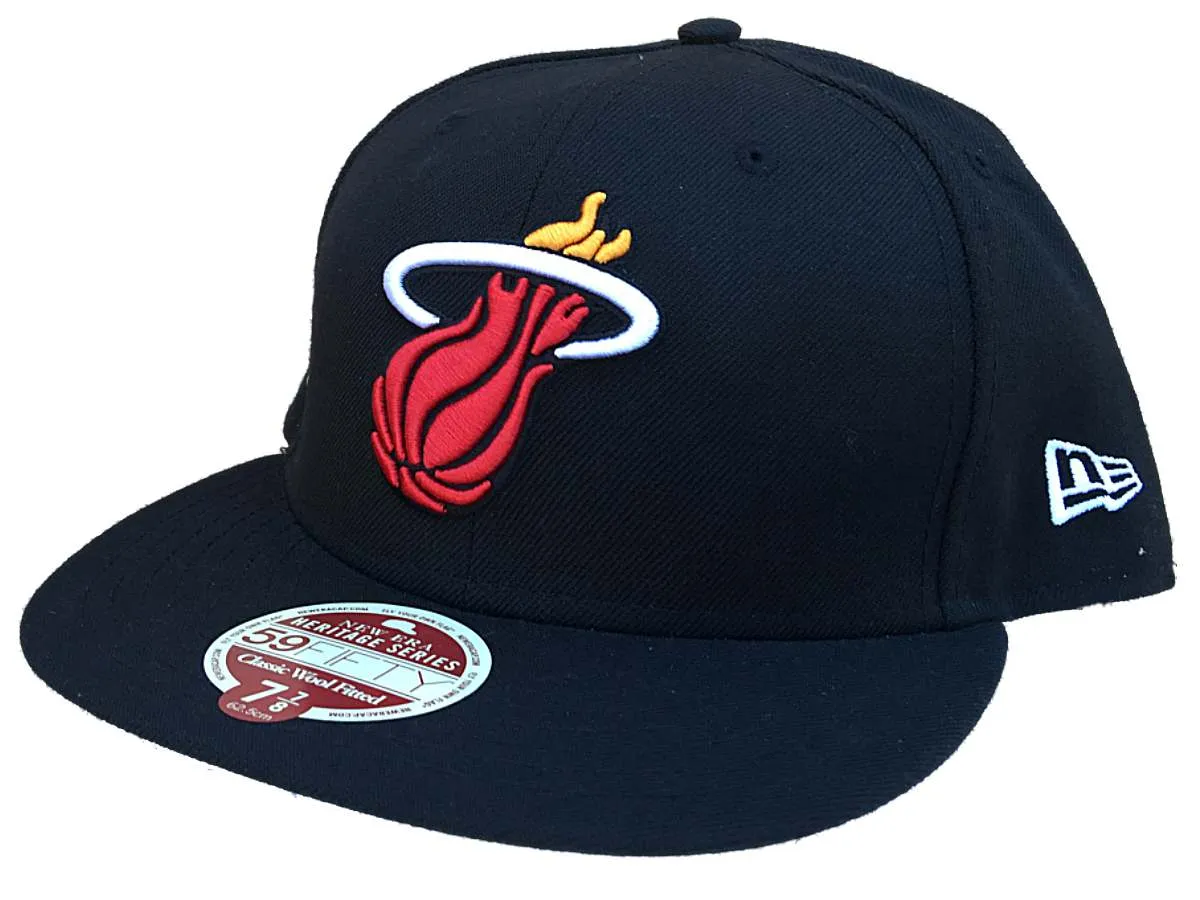 Miami Heat New Era Heritage Black Classic Wool Fitted 59Fifty Hat Cap