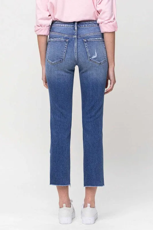 Mid-Rise Straight Crop Jeans