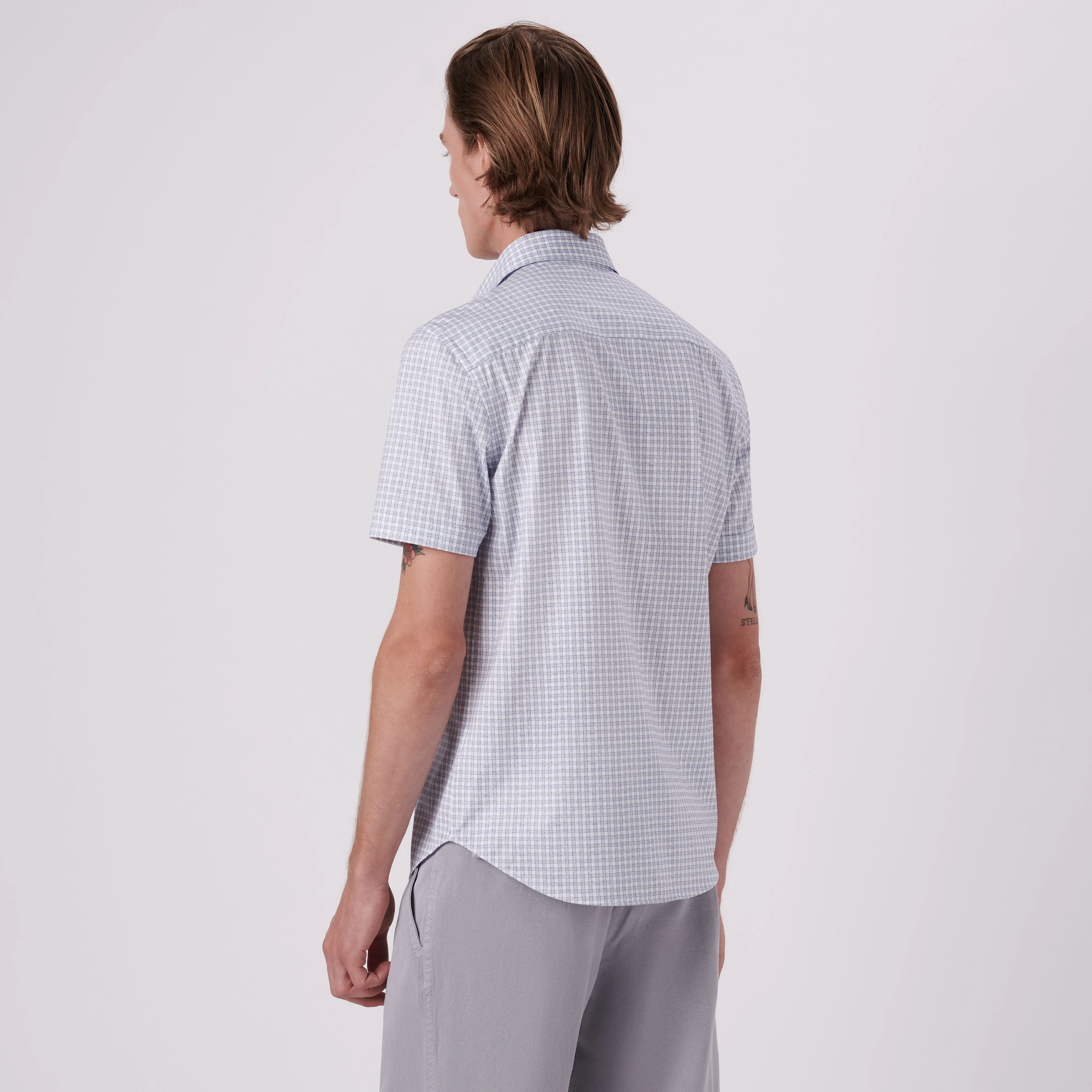 Miles Mini Check Print OoohCotton Short Sleeve Shirt