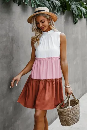 Mock Neck Tiered Tank Dress