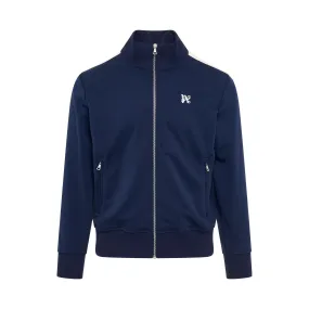 Monogram Embroidered Track Jacket in Navy Blue