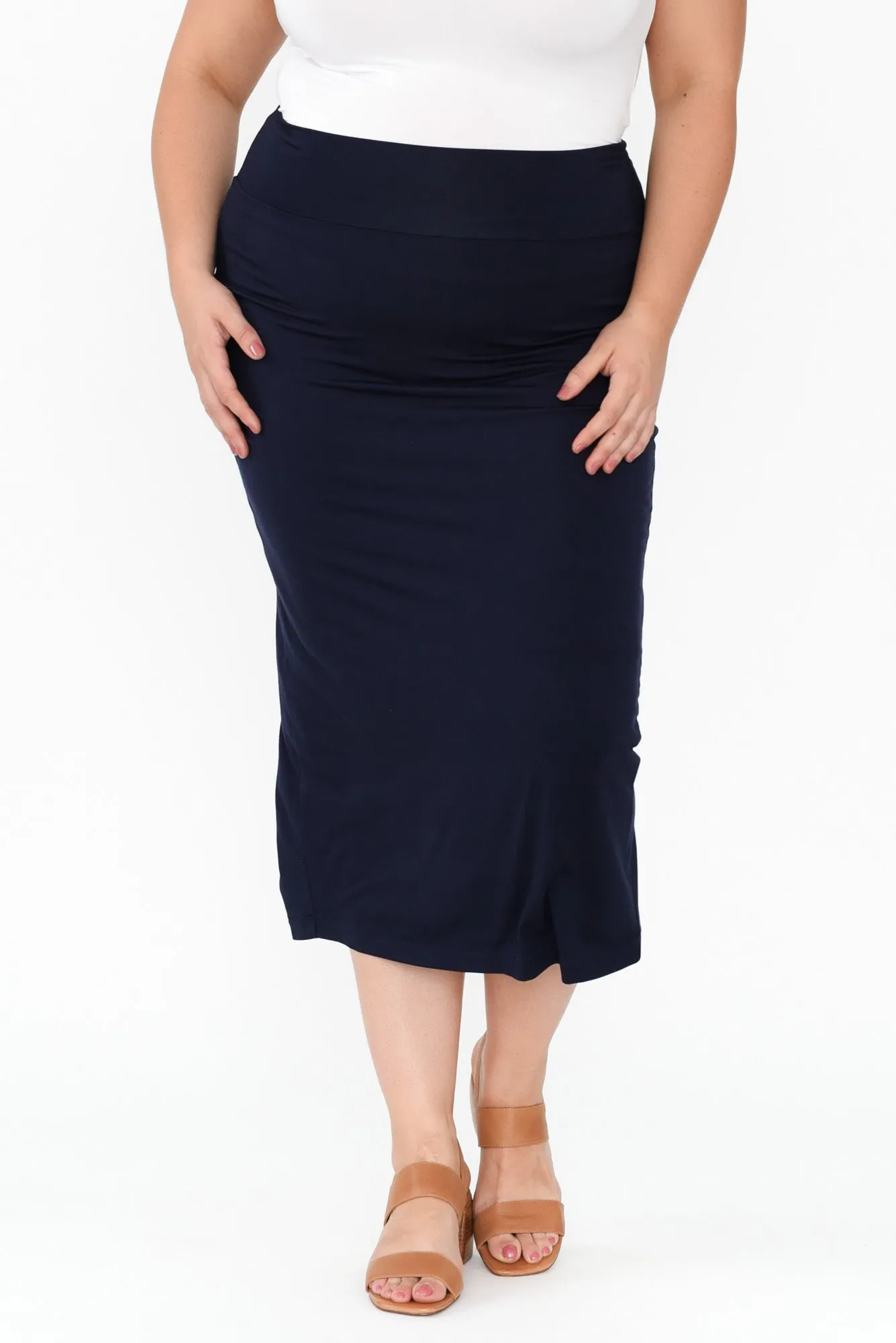 Navy Bamboo Maxi Tube Skirt