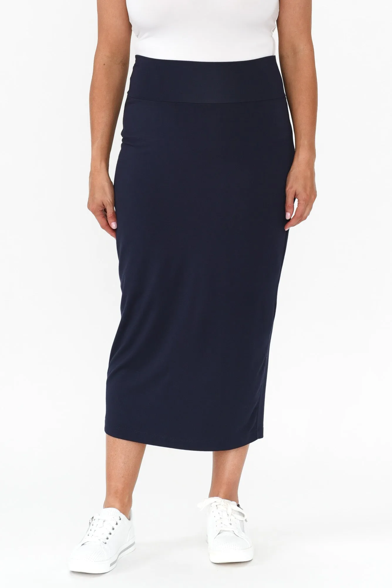 Navy Bamboo Maxi Tube Skirt