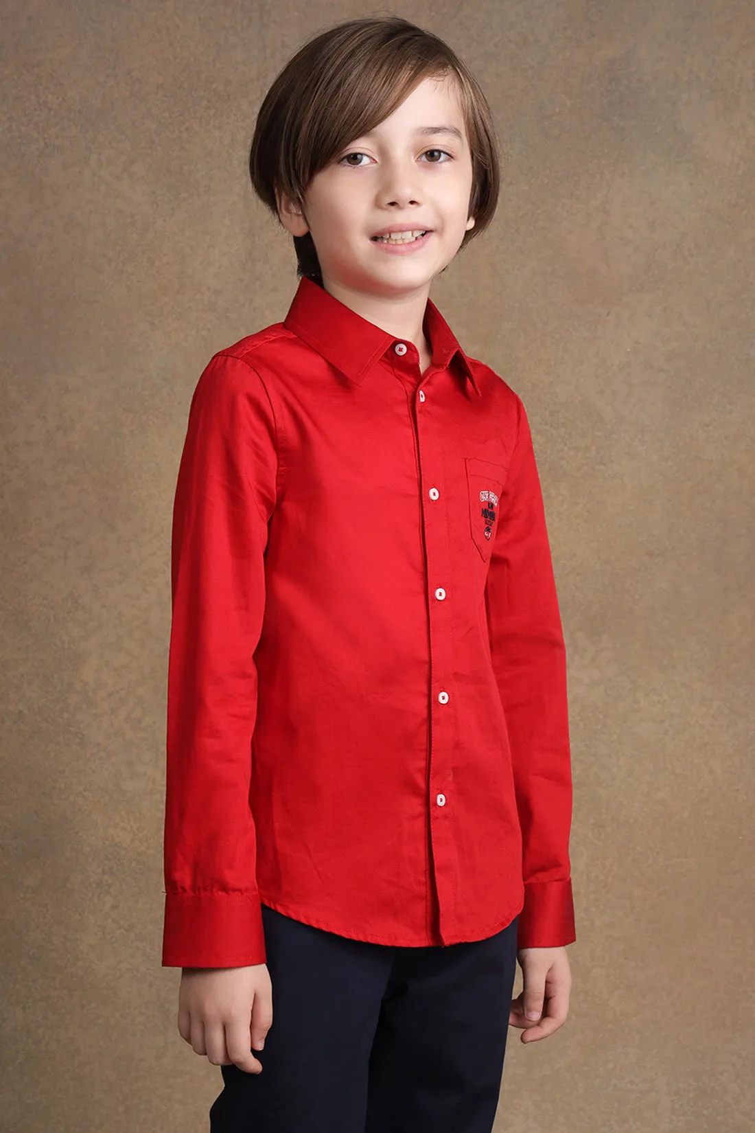 One Friday Kids Boys Red Collared Shirt