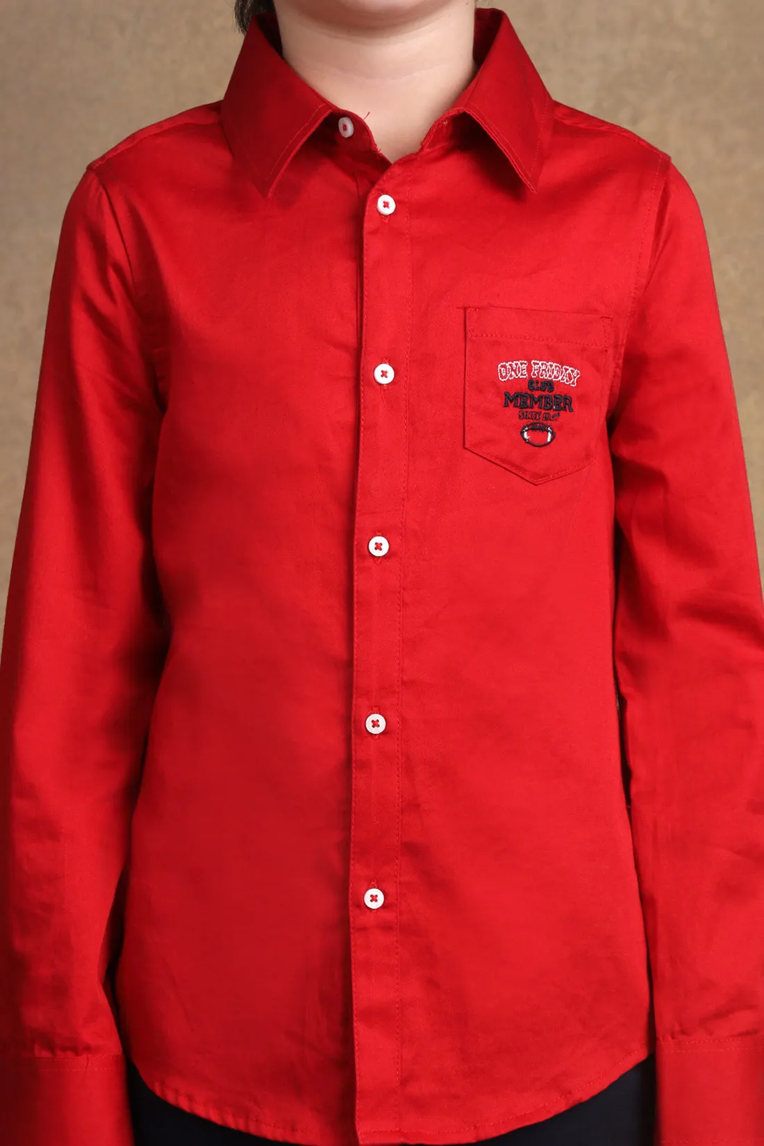 One Friday Kids Boys Red Collared Shirt