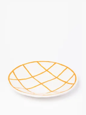 Orange check ceramic plate