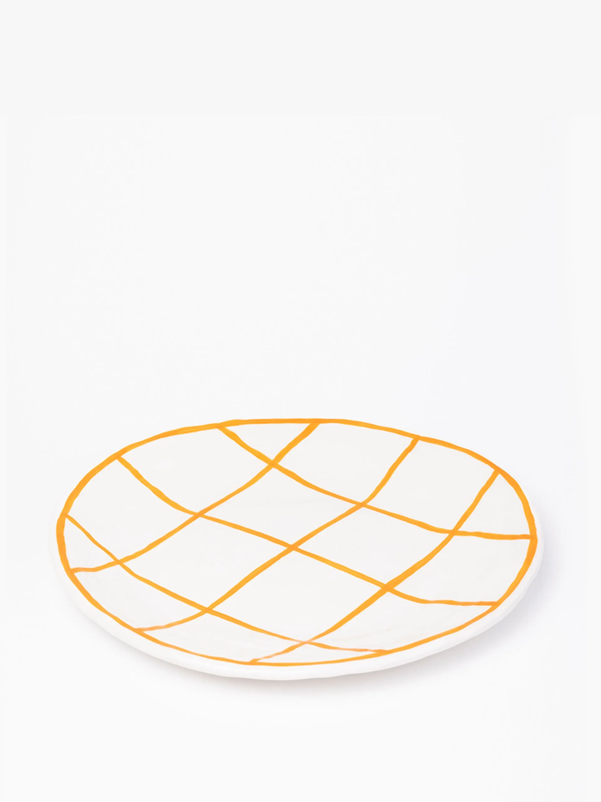 Orange check ceramic plate