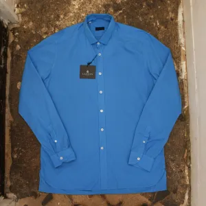 Overdyed Blue Shirt With Gros Grain Collar