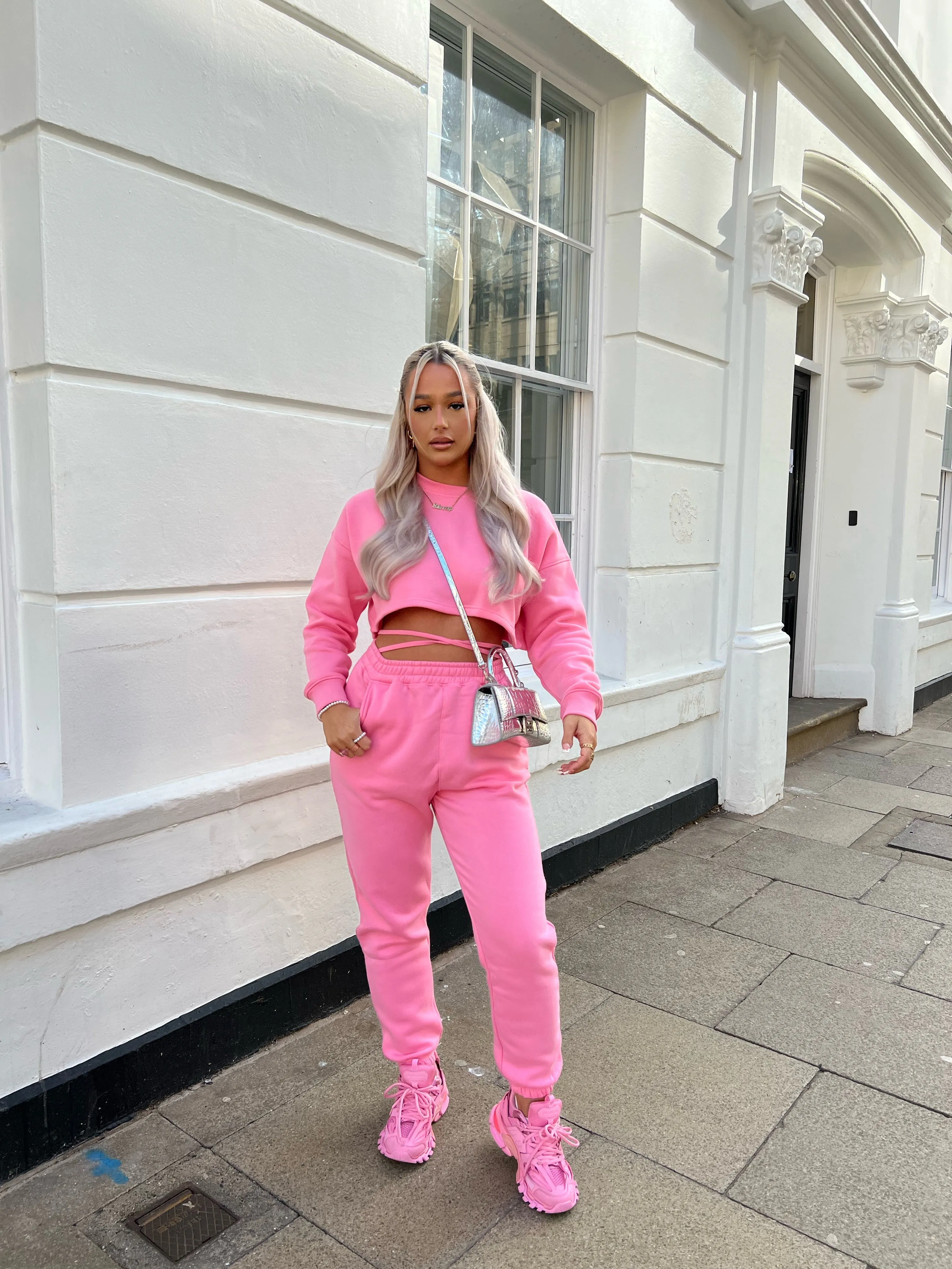 Oversized Fit Strappy 90S Joggers Pink