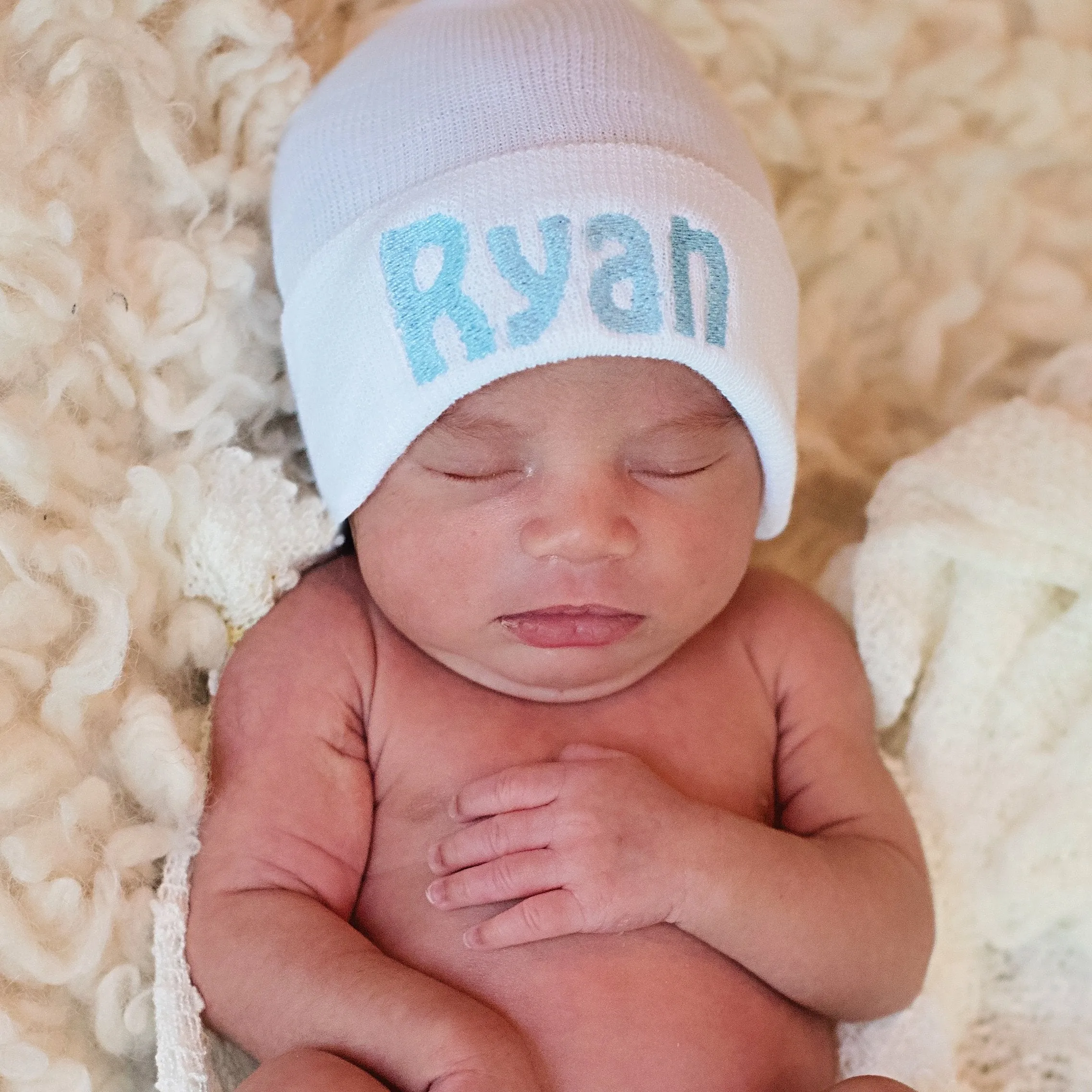 Personalized White Newborn Baby Boy Hospital Hat Newborn Hats Infant Hats