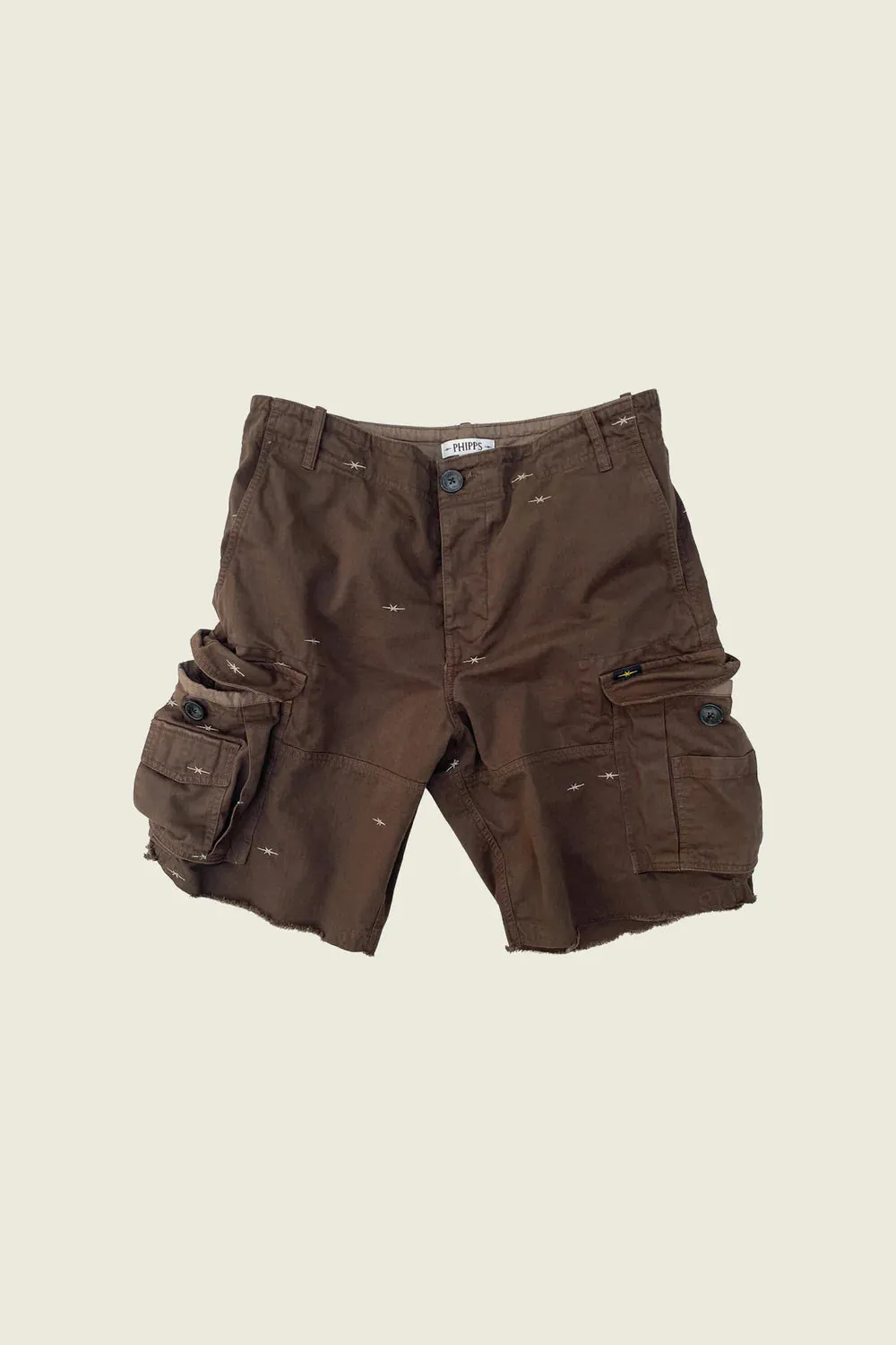 PHIPPS STAR EMBOIRDERED CARGO SHORTS BROWN