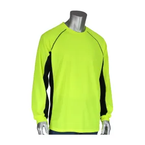 PIP 310-1150B-LY/L Non-ANSI Long Sleeve T-Shirt with 50  UPF Sun Protection, Insect Repellent Treatment and Black Trim