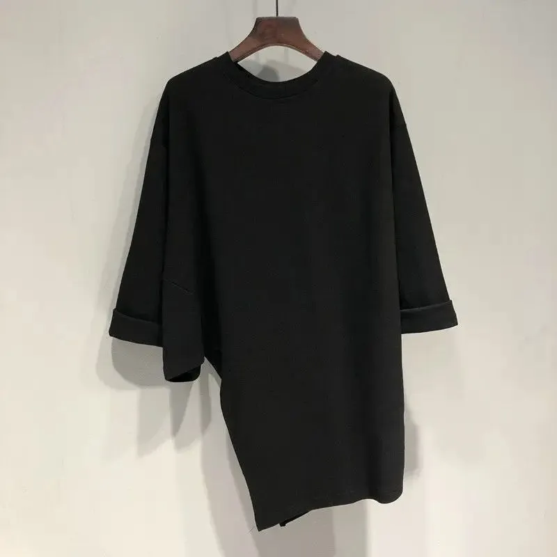 Pre Order:  Unique Solid Long Sleeved Loose T-Shirt