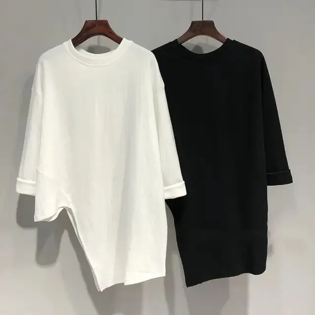 Pre Order:  Unique Solid Long Sleeved Loose T-Shirt