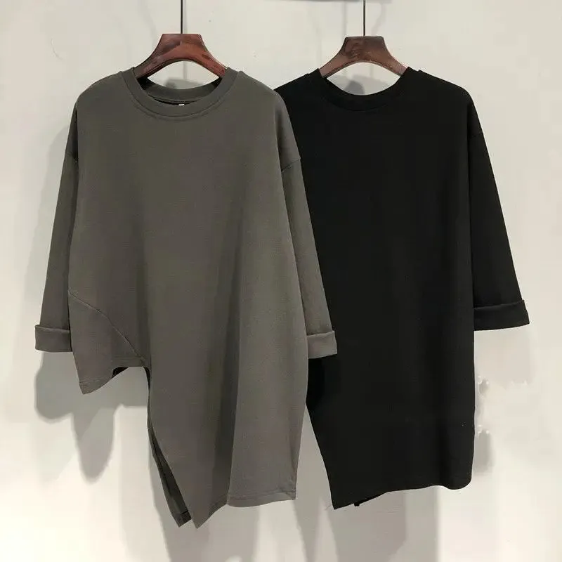 Pre Order:  Unique Solid Long Sleeved Loose T-Shirt