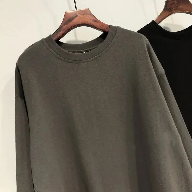 Pre Order:  Unique Solid Long Sleeved Loose T-Shirt