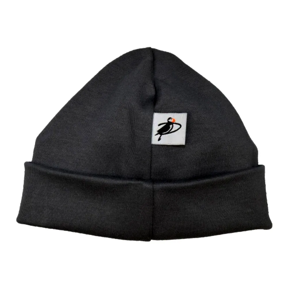 Puffin Gear Organic Cotton Infant Beanie - Black (3M, 0-3 Months)