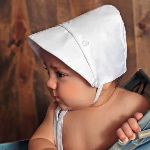 Pure White Bonnet for Baby Boys - Monogram Optional Newborn Hat Infant Summer Hat