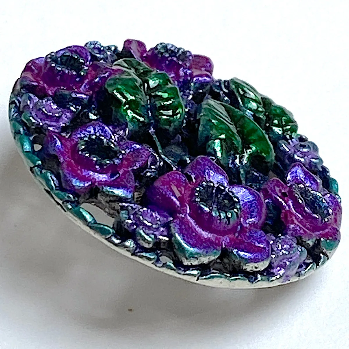 Purple Daffodils Metal Art Button by Susan Clarke 1-1/8"